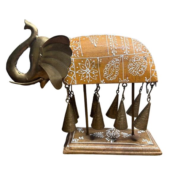 Journeys East Metal & Wood Elephant Chime Table Decor - Picture 4 of 6